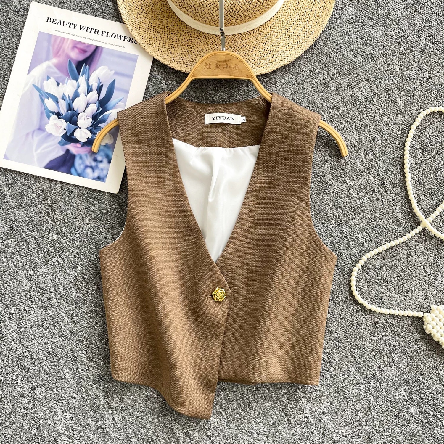 Always in the sky Korean waist coat top FTO222 images